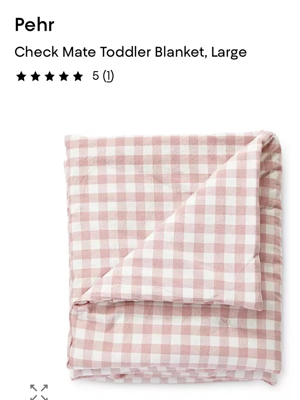 Set of 2 Pehr Check Mate Toddler Blanket - Pink & White Gingham